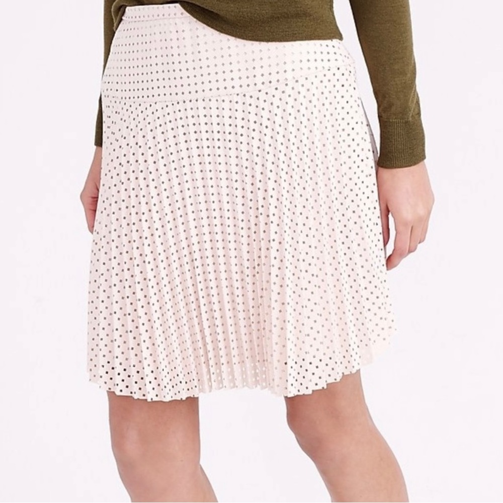 NWT J. Crew Ivory White Laser Cut Pleated Skirt
